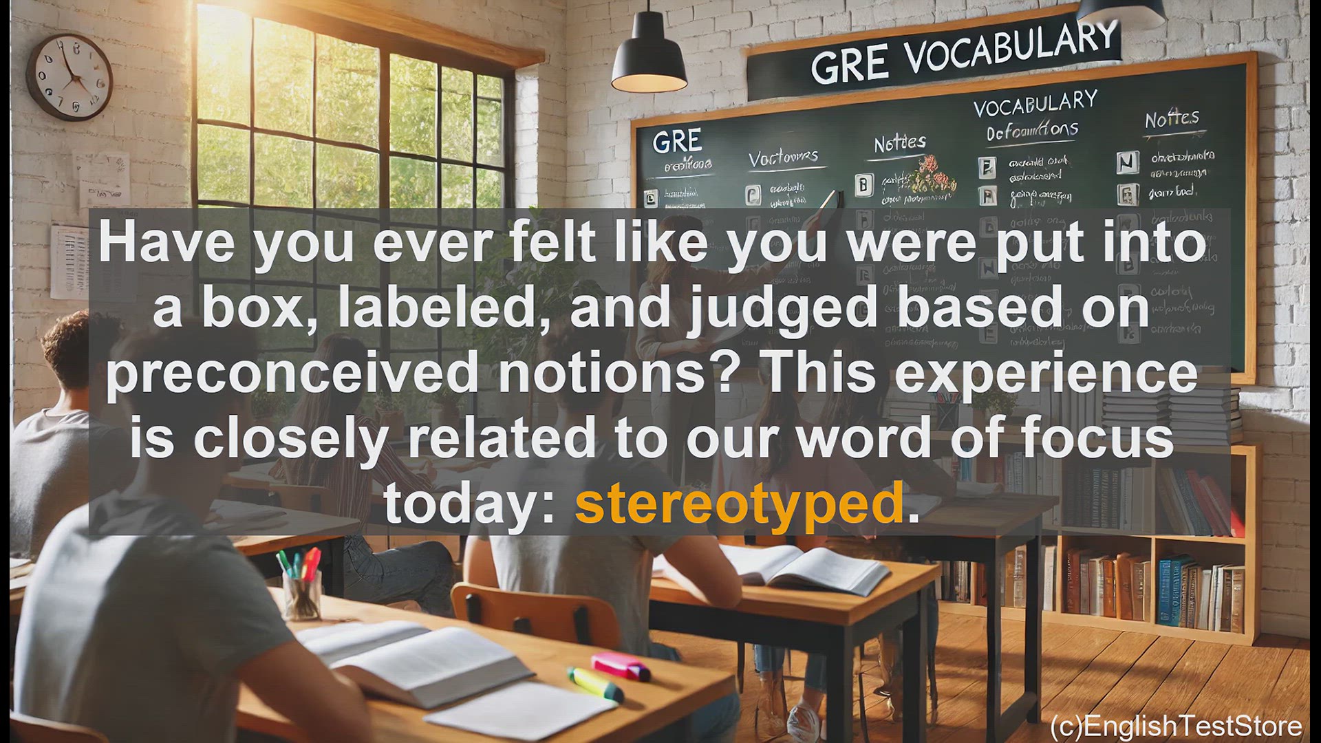 'Video thumbnail for GRE Vocabulary Lesson: Challenging Stereotypes - Exploring the Meaning and Implications of 'Stereotyped''