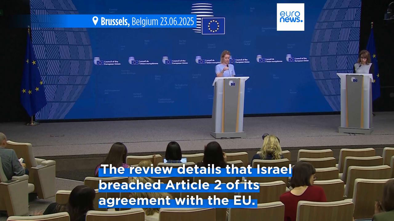 'Video thumbnail for EU to revisit suspension of partnership with Israel over violations in Gaza'