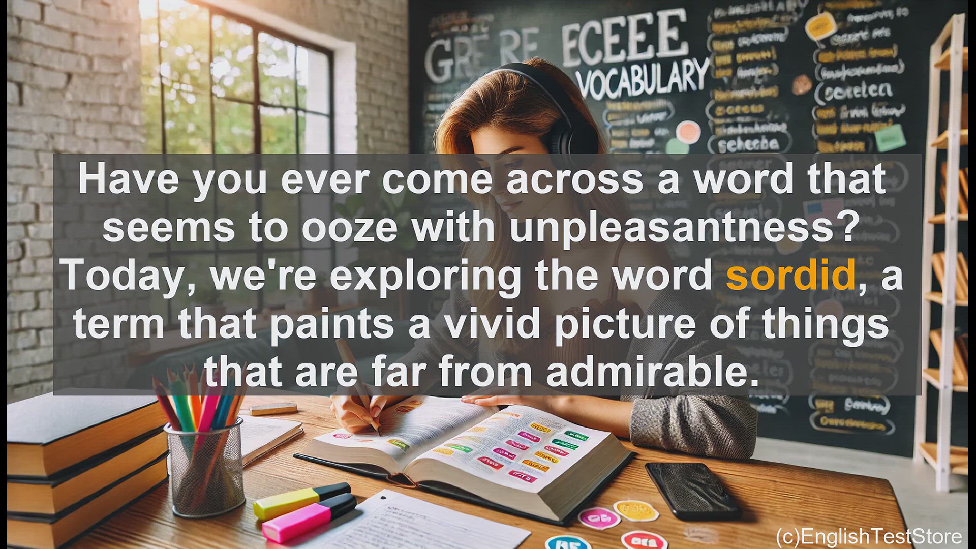 'Video thumbnail for GRE Vocabulary Lesson: Exploring the Meaning and Use of the Word 'Sordid''