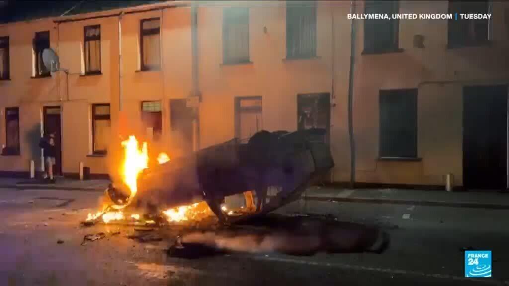 'Video thumbnail for Northern Ireland rioters protest alleged sexual assault case'