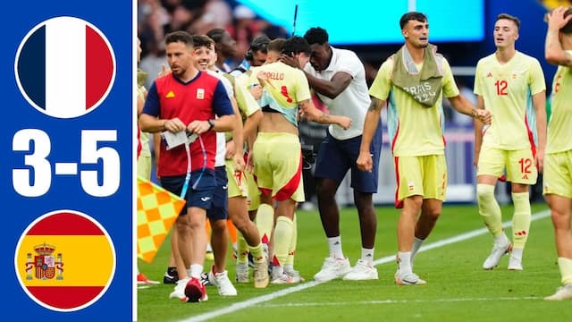 'Video thumbnail for Spain vs France (5-3) Highlights Olympics Paris 2024 men's football final - Gold Medal Celebrations'