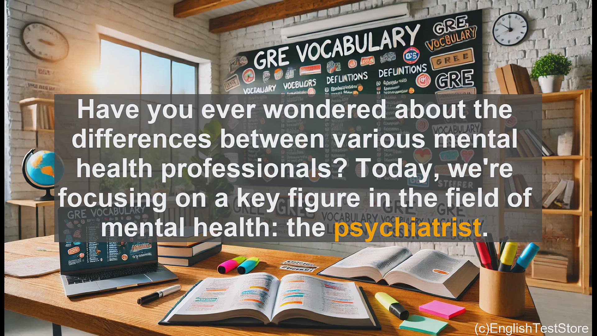 'Video thumbnail for GRE Vocabulary Lesson: Exploring the Role of Psychiatrists in Mental Health'