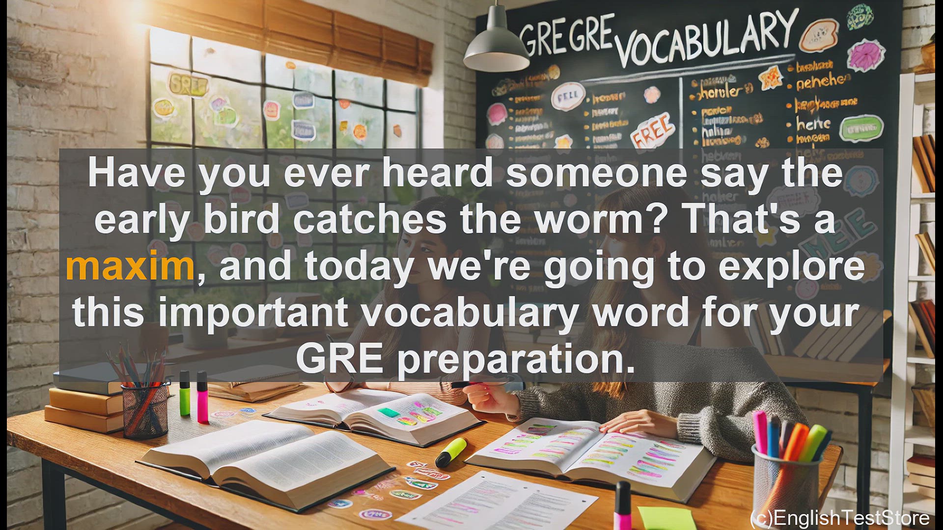 'Video thumbnail for GRE Vocabulary Lesson: Exploring the Vocabulary Word 'Maxim' for GRE Preparation'