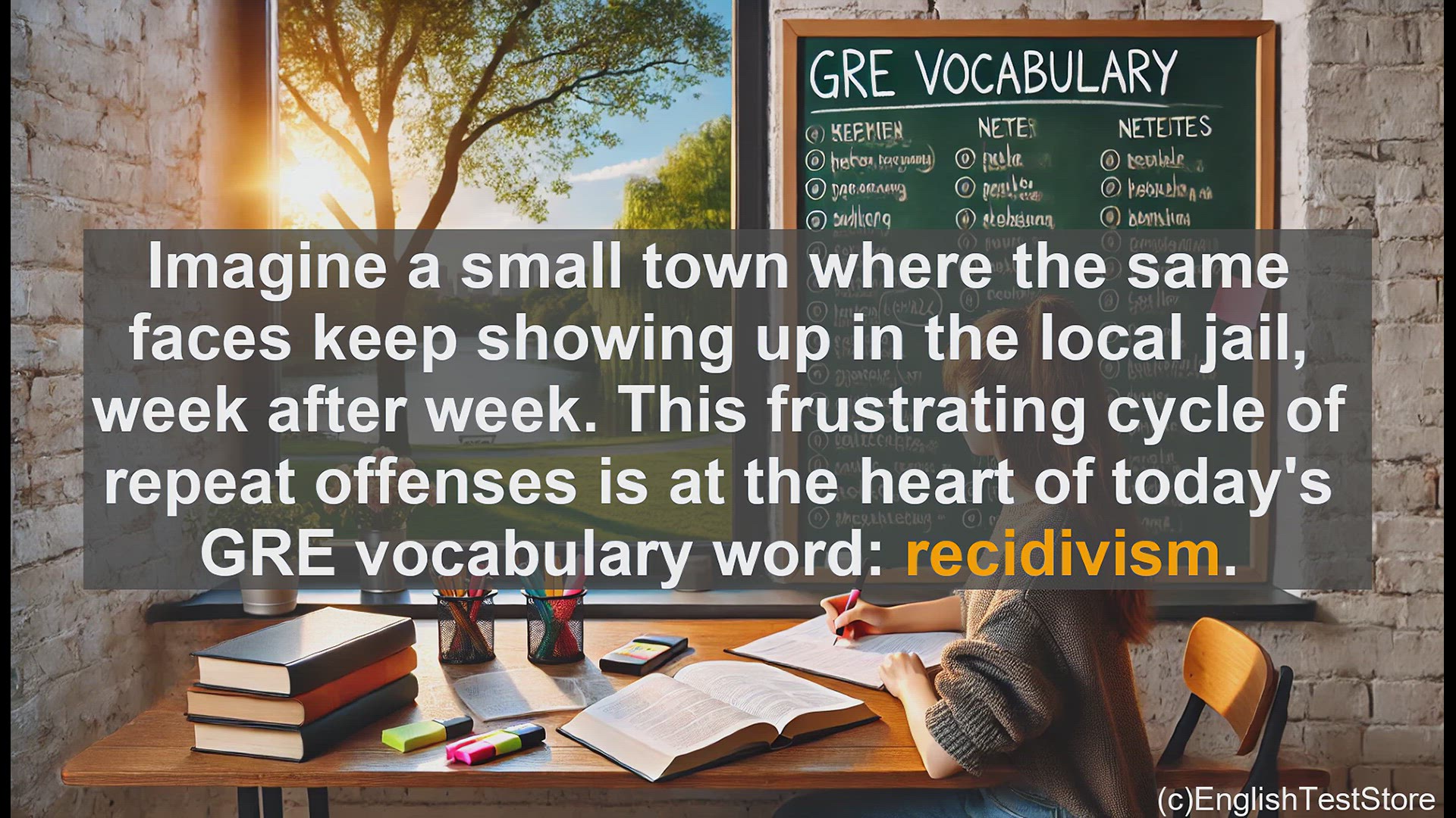 'Video thumbnail for GRE Vocabulary Lesson: Recidivism - The Cycle of Repeat Offenses'
