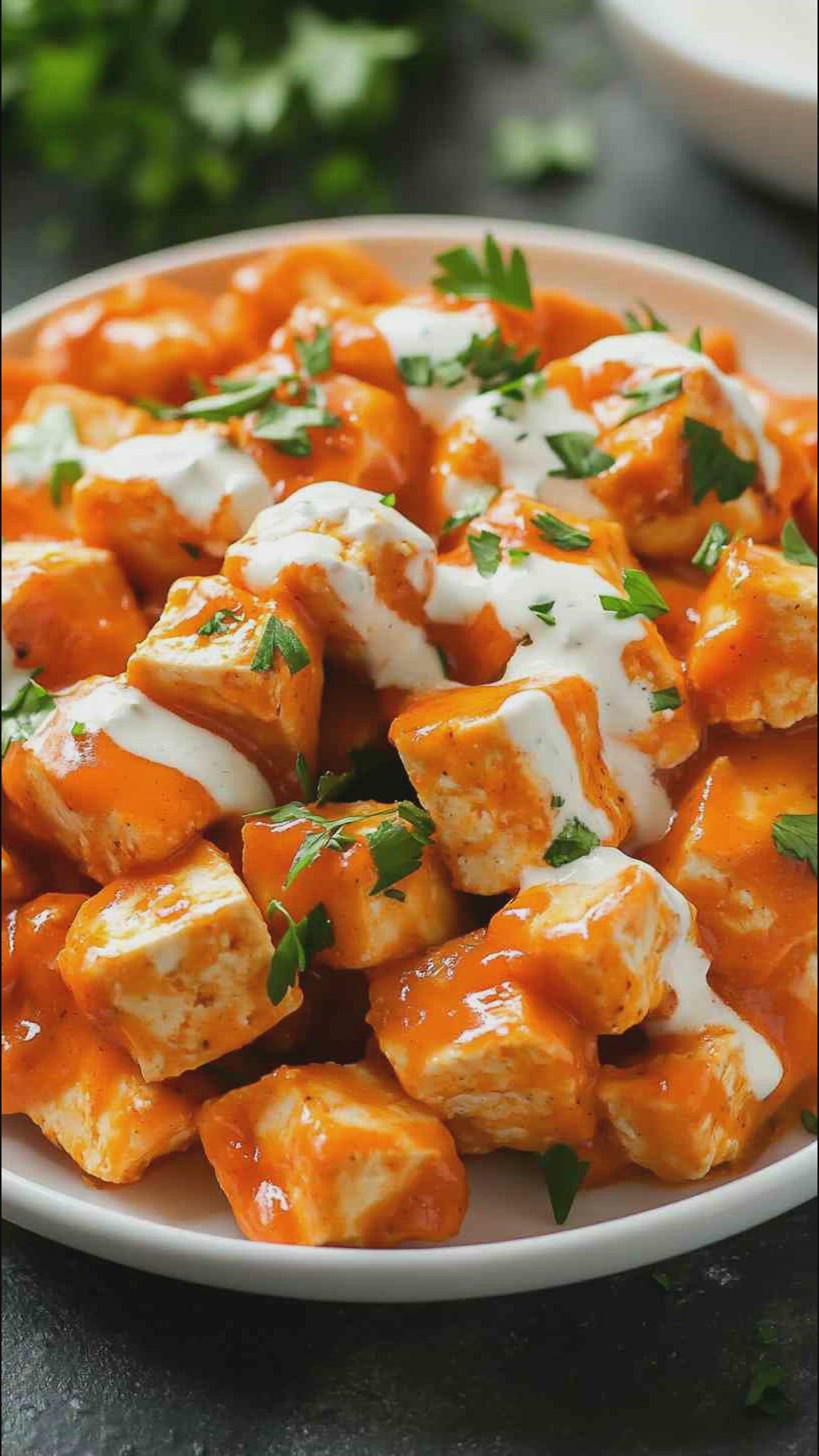 'Video thumbnail for Buffalo Ranch Air Fryer Tofu Recipe'