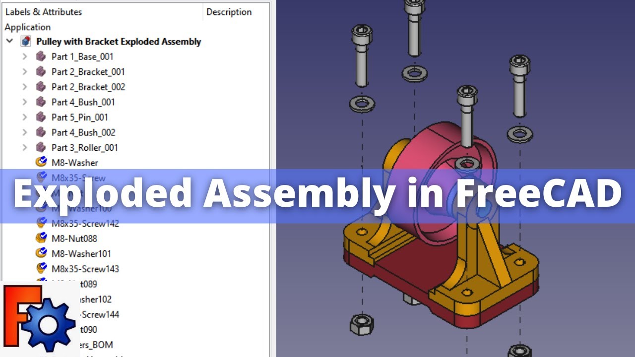 'Video thumbnail for Exploded Assembly with Animation in FreeCAD | FreeCAD Tutorial | FreeCAD Exploded Assembly |'