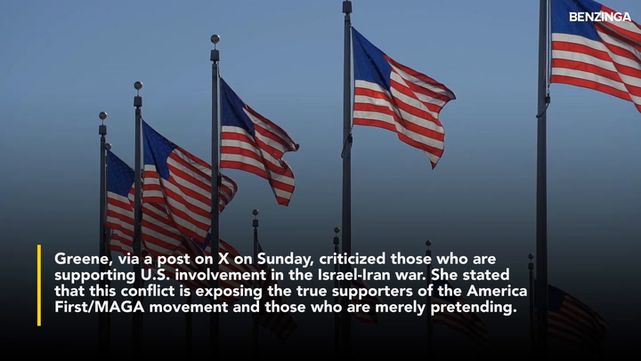 'Video thumbnail for Marjorie Taylor Greene Slams 'Fake' America First Supporters Over Israel-Iran Conflict'