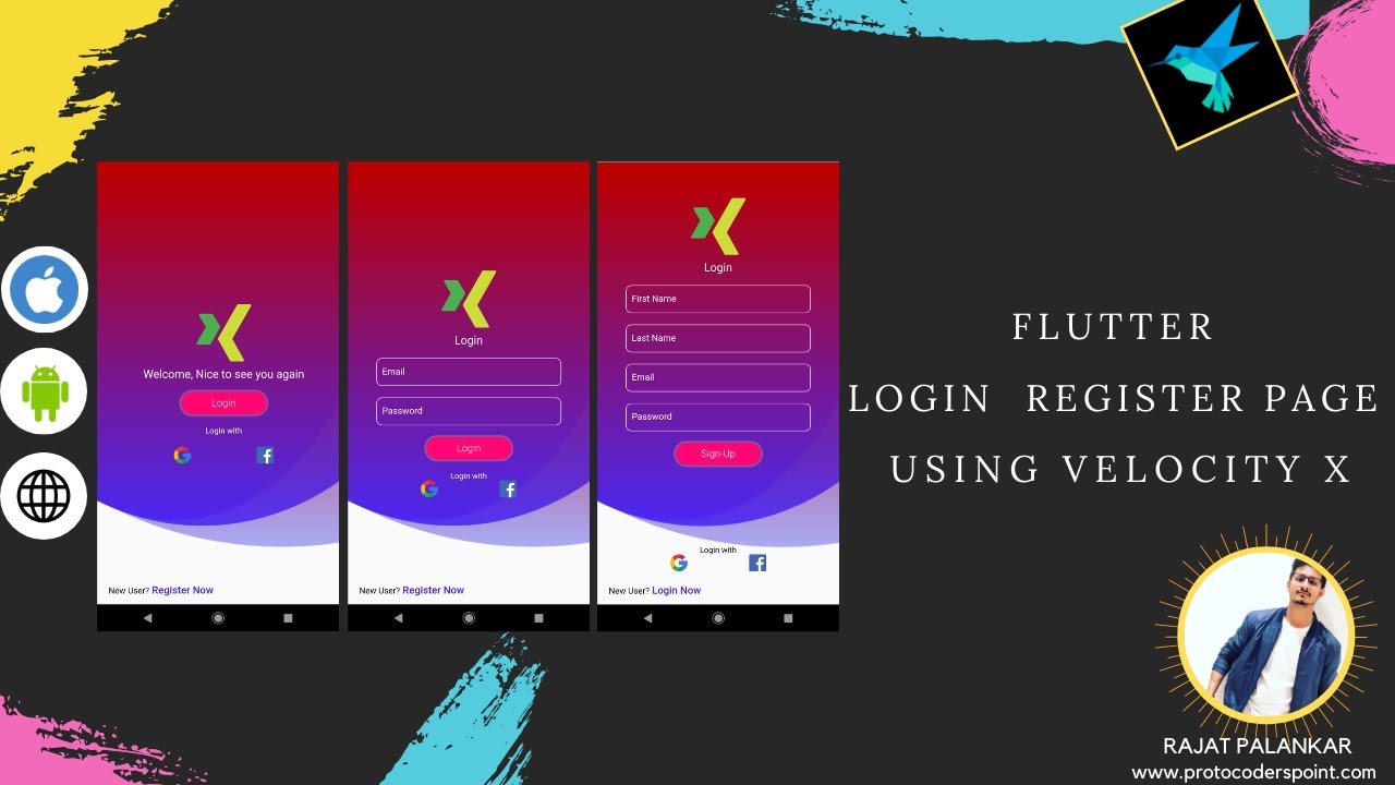 Video thumbnail for Flutter login register page UI Design ( AdobeXD ) – Using Velocity X library @HelloCodepur