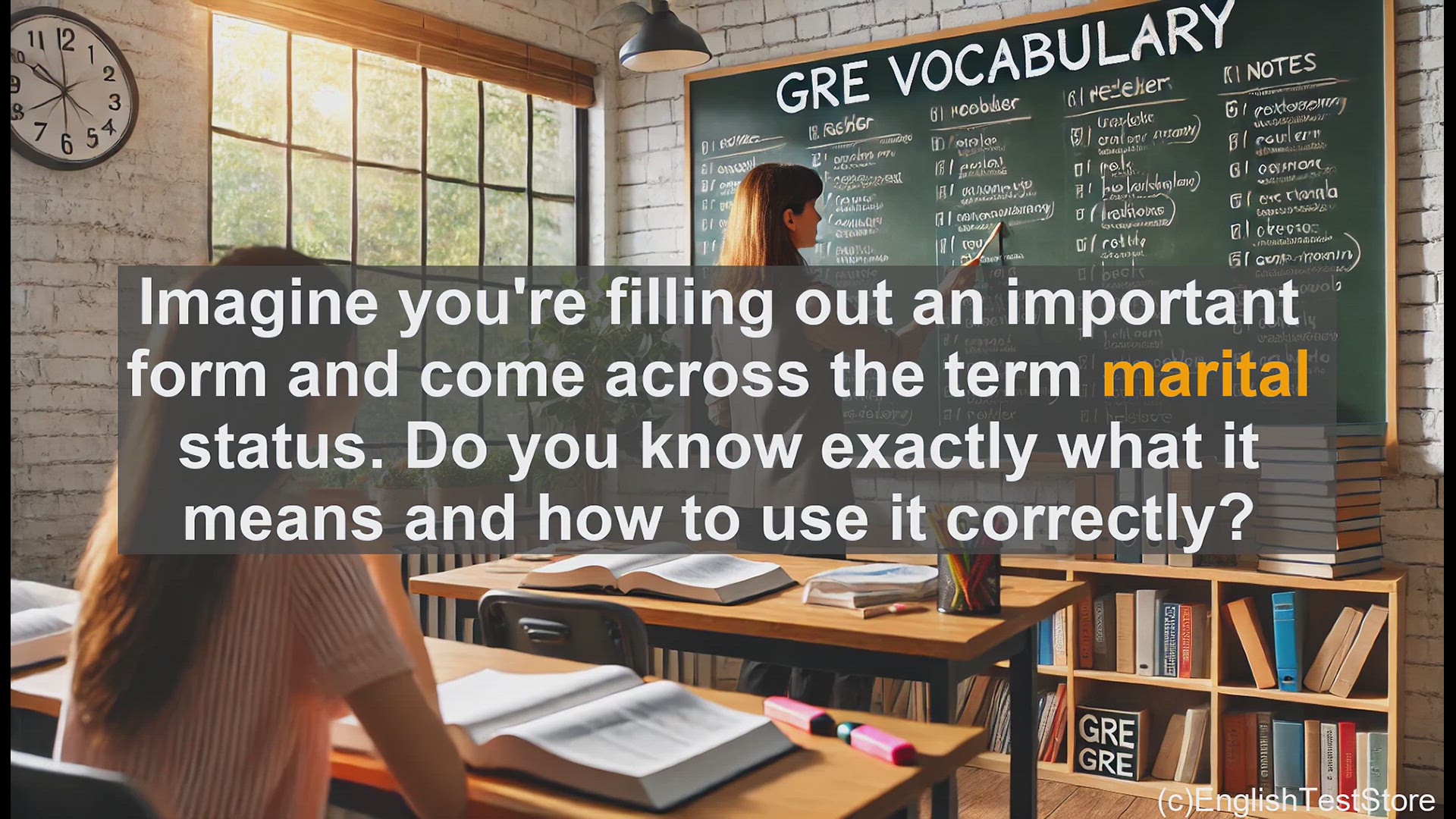 'Video thumbnail for GRE Vocabulary Lesson: Understanding the Meaning and Use of 'Marital''