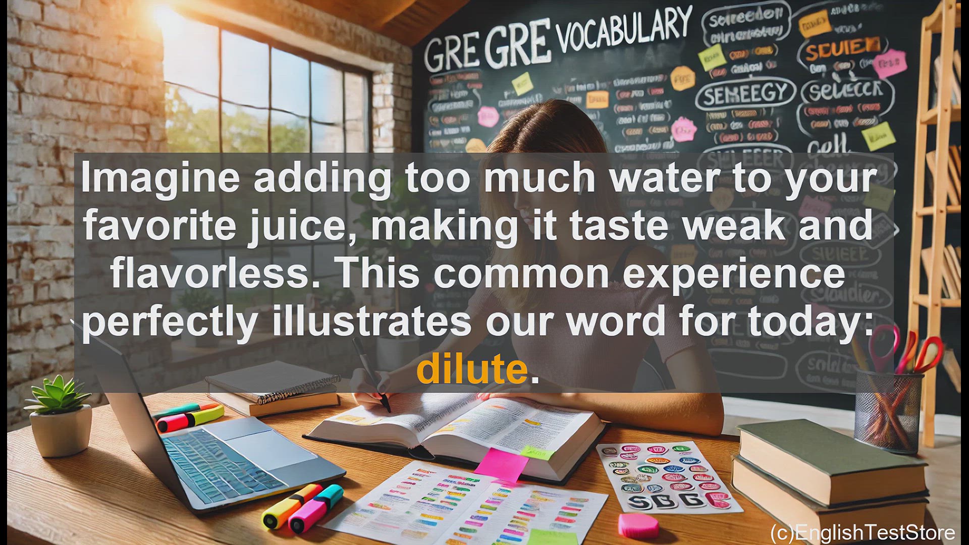 'Video thumbnail for GRE Vocabulary Lesson: Dilute - Weakening and Diminishing on the GRE'