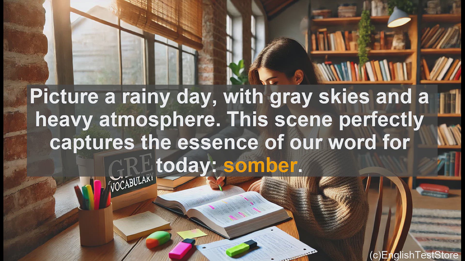 'Video thumbnail for GRE Vocabulary Lesson: Somber - Exploring the Meaning of a Gloomy Word'