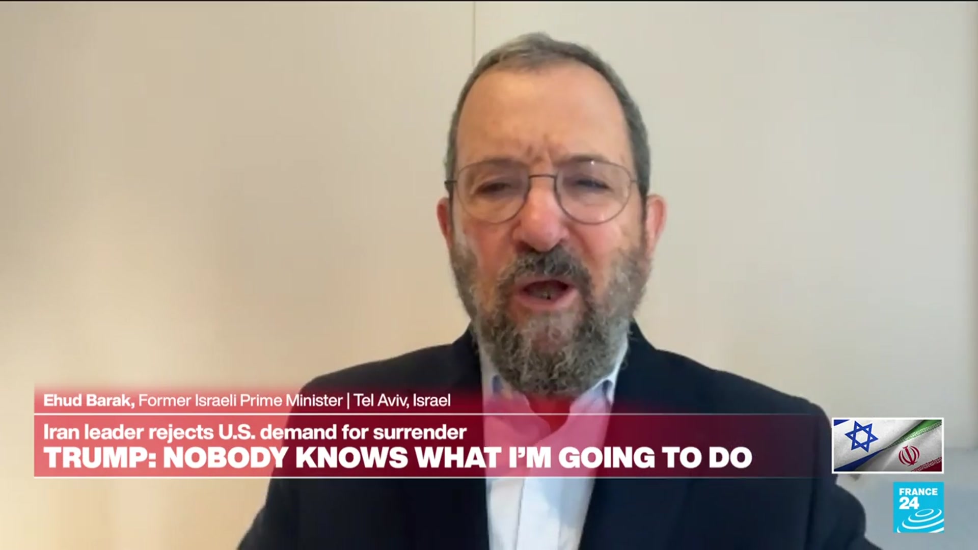 'Video thumbnail for Toppling Iran's regime only way to end nuclear program, says former Israeli PM Barak'