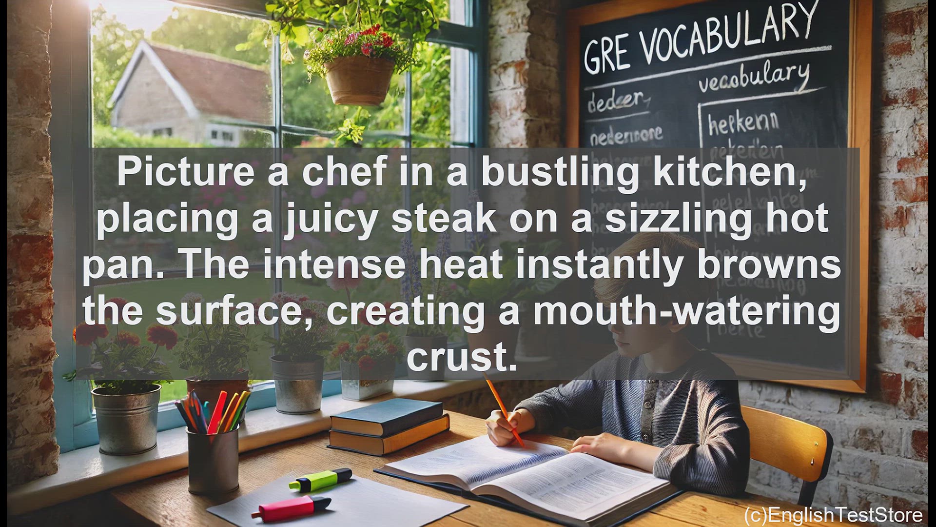 'Video thumbnail for GRE Vocabulary Lesson: Searing Flavors and Lasting Impressions - The Power of the Word 'Sear''