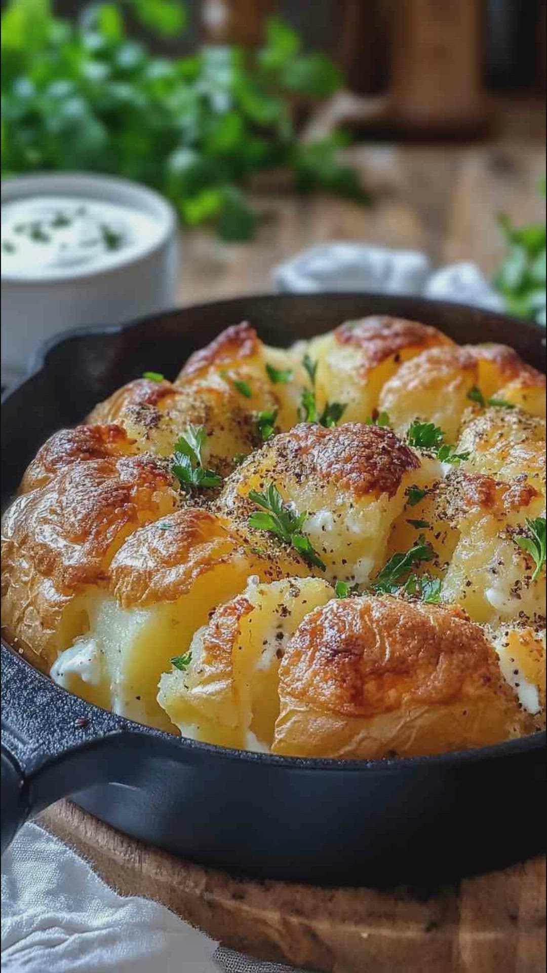 'Video thumbnail for Air Fryer Herb-Infused Baked Potatoes Recipe'