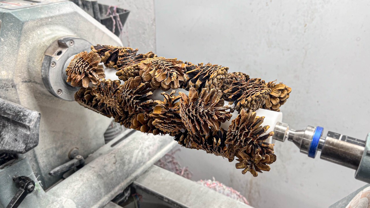 Video thumbnail for Woodturning Pinecones in Epoxy Resin into a Functional Vase