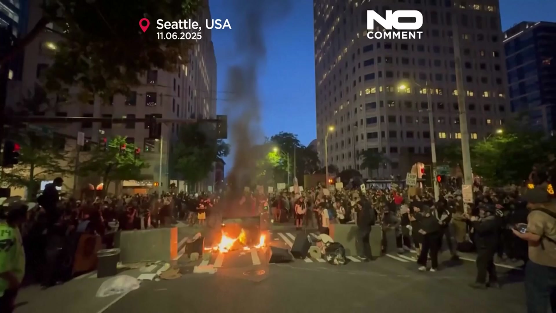 'Video thumbnail for Demonstrators rally across US against ICE and Trump’s military orders'