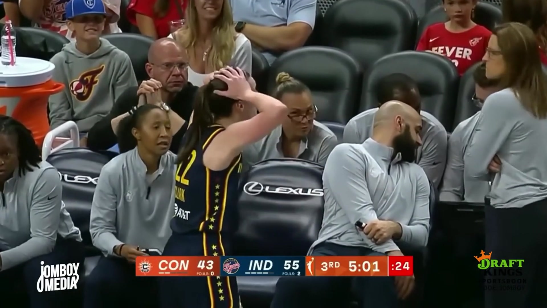 'Video thumbnail for Caitlin Clark gets shoved to the ground and her coach is mad no one was ejected for it, a breakdown'
