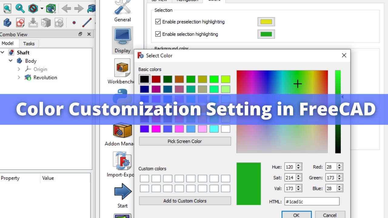 'Video thumbnail for Color Customization Setting in FreeCAD | FreeCAD | FreeCAD Setting | FreeCAD Customization |'