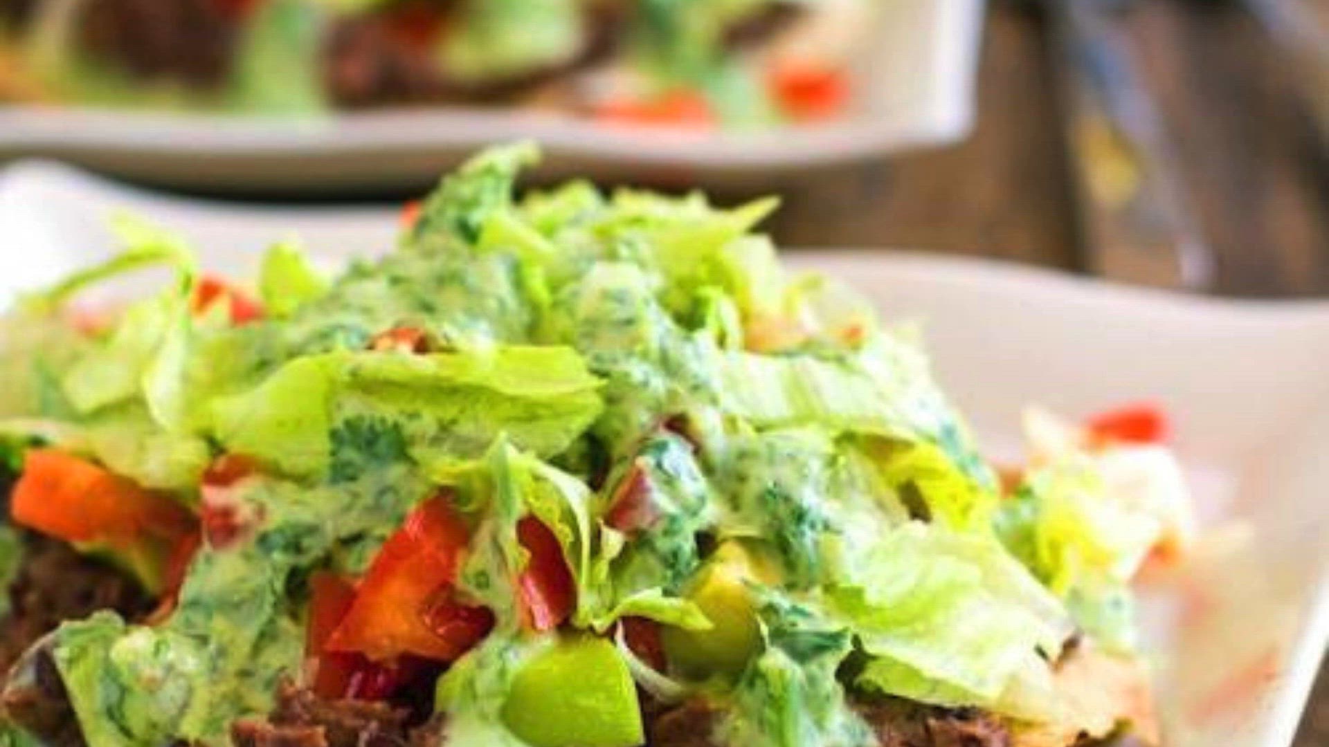 'Video thumbnail for Healthy Black Bean Tostadas with Cilantro Sauce recipe'