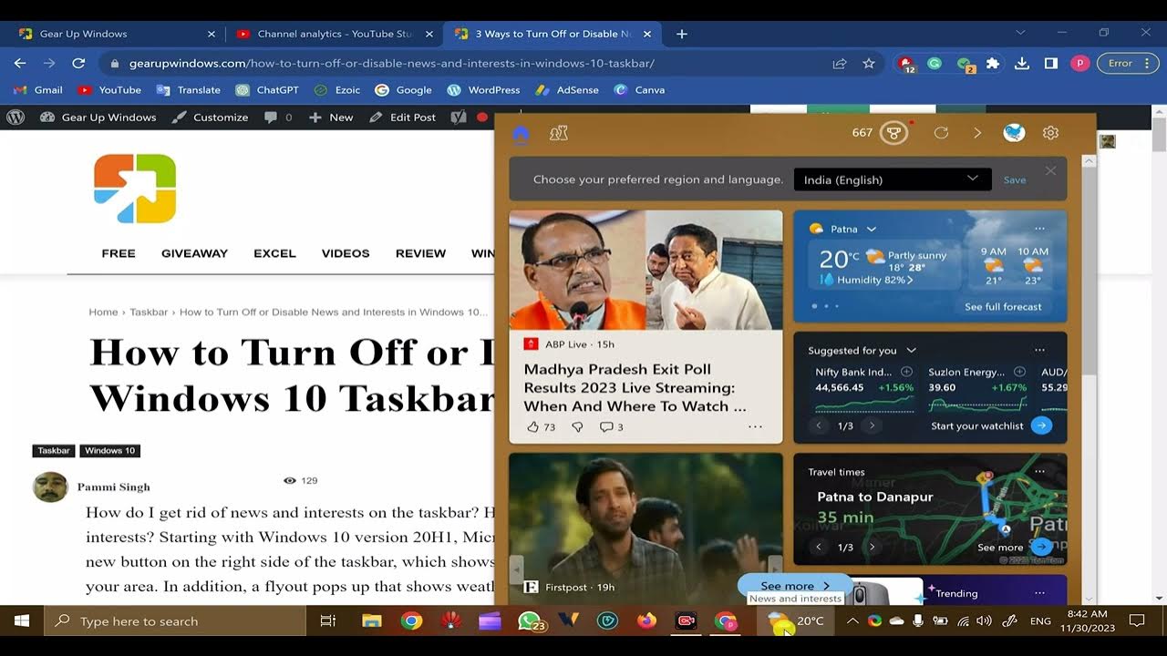 'Video thumbnail for How to Turn Off or Disable News and Interests in Windows 10 Taskbar | GearUpWindows'
