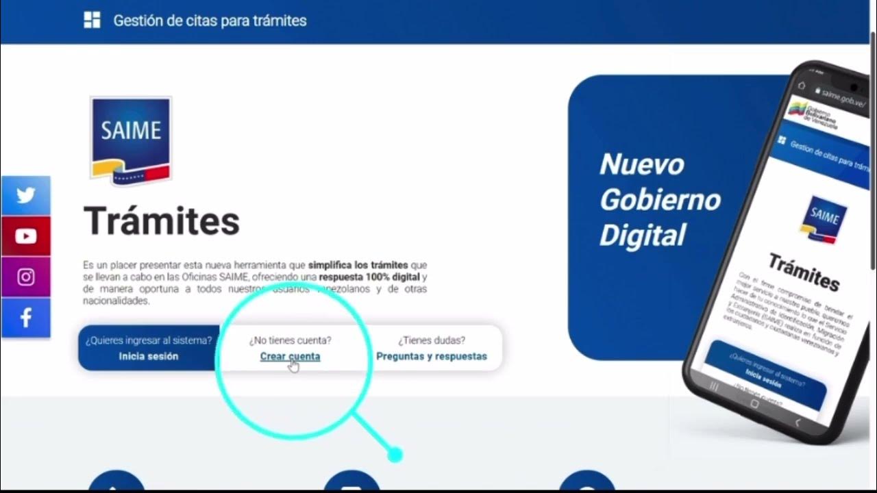 Video thumbnail for Creación de cuenta SAIME 2023