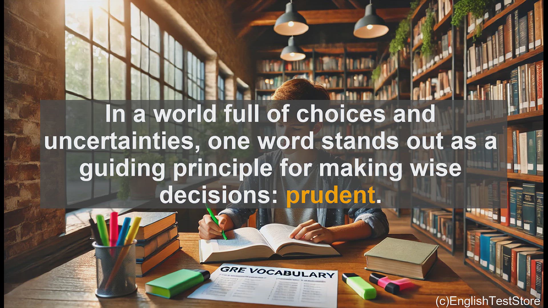 'Video thumbnail for GRE Vocabulary Lesson: The Power of Prudence - Navigating Life's Choices'