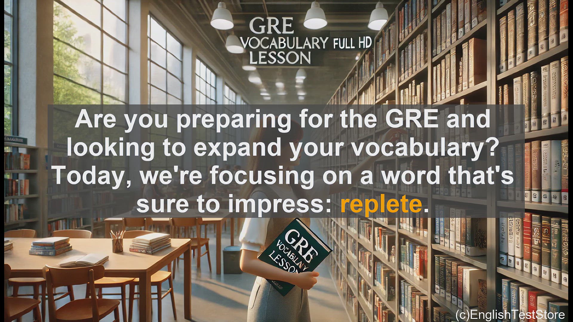 'Video thumbnail for GRE Vocabulary Lesson: Mastering the Sophisticated Word 'Replete''