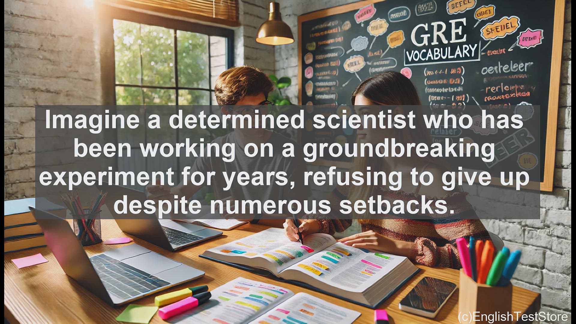 'Video thumbnail for GRE Vocabulary Lesson: The Unwavering Scientist - A Tale of Pertinacious Persistence'