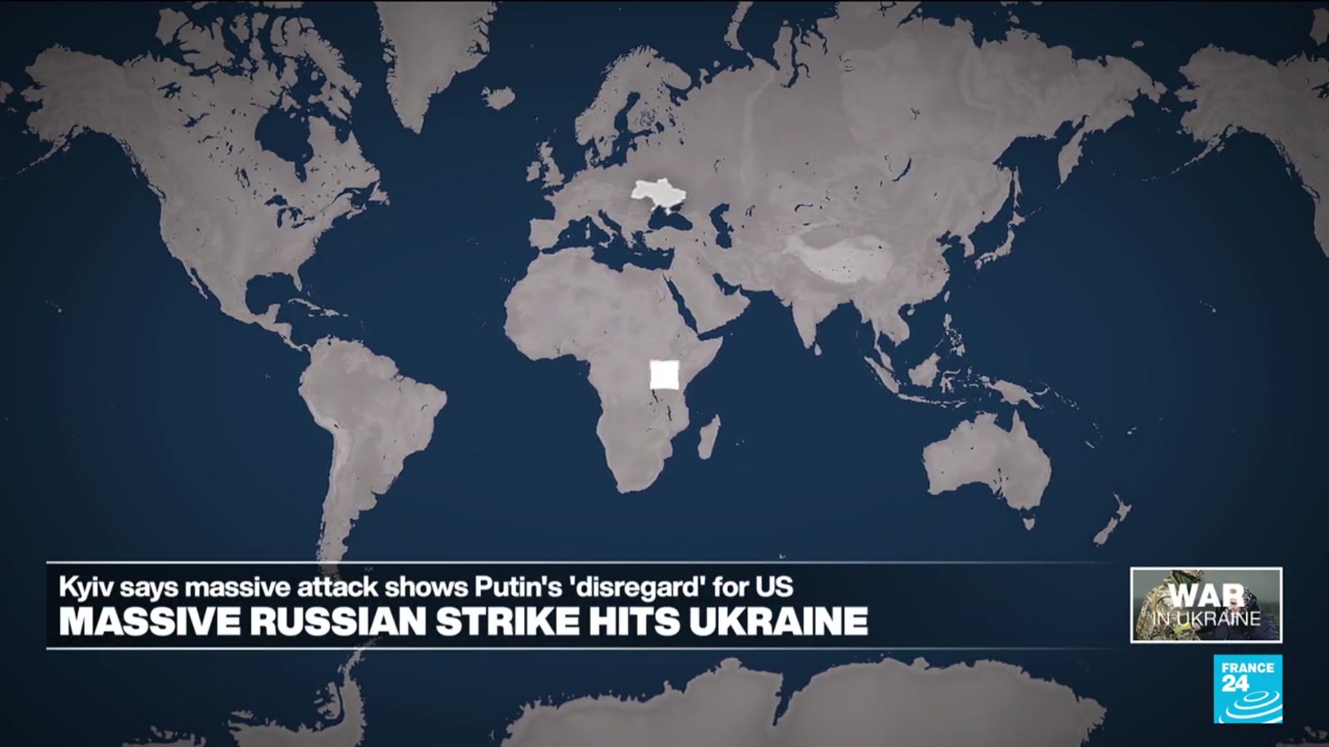 'Video thumbnail for Russia hits Ukraine with largest missile and drone barrage since war began'