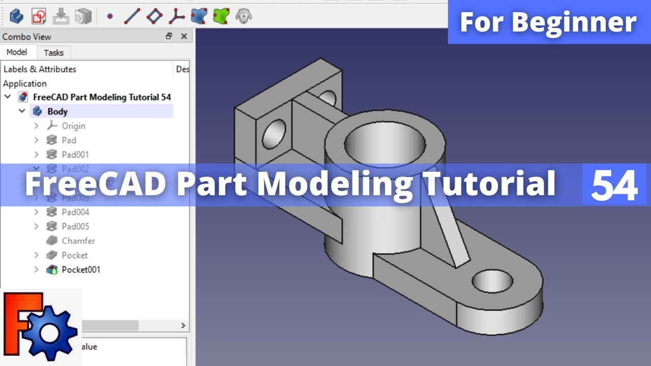 'Video thumbnail for FreeCAD Part Modeling Tutorial 54 | FreeCAD Tutorial | FreeCAD Part Design | Mechnexus |'