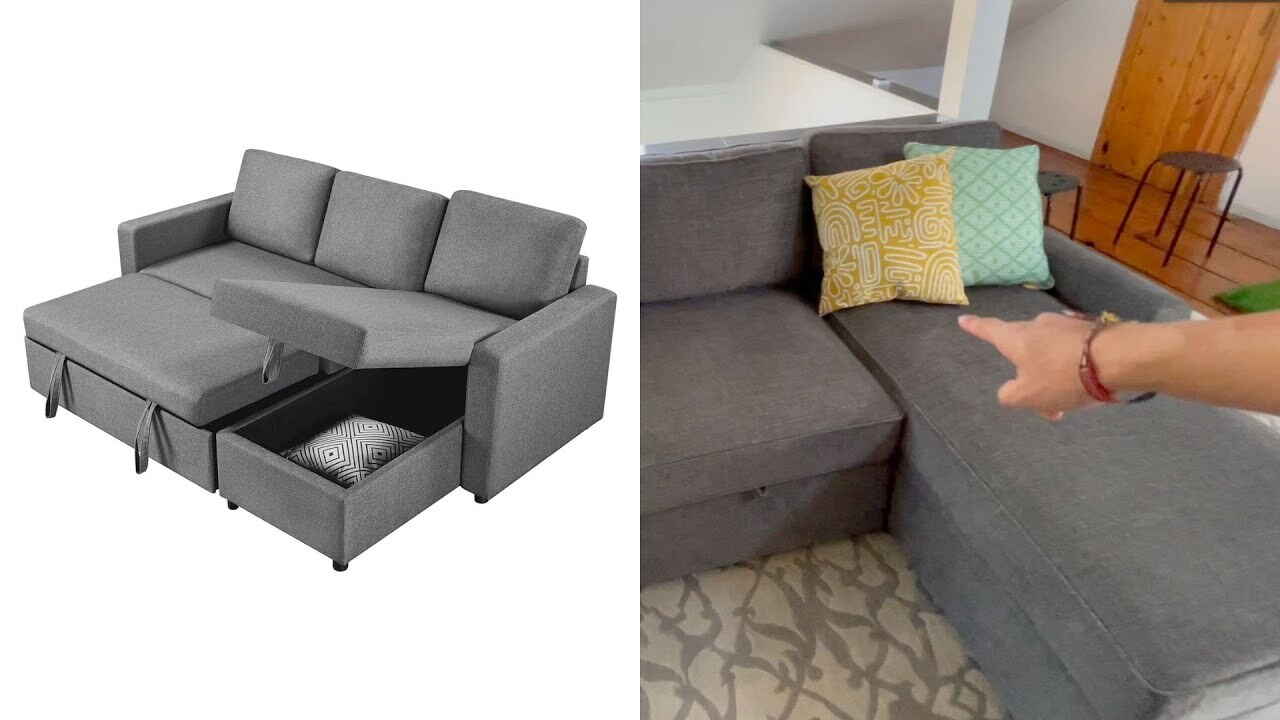 'Video thumbnail for The Ultimate Pull Out Yaheetech Sofa Sectional'