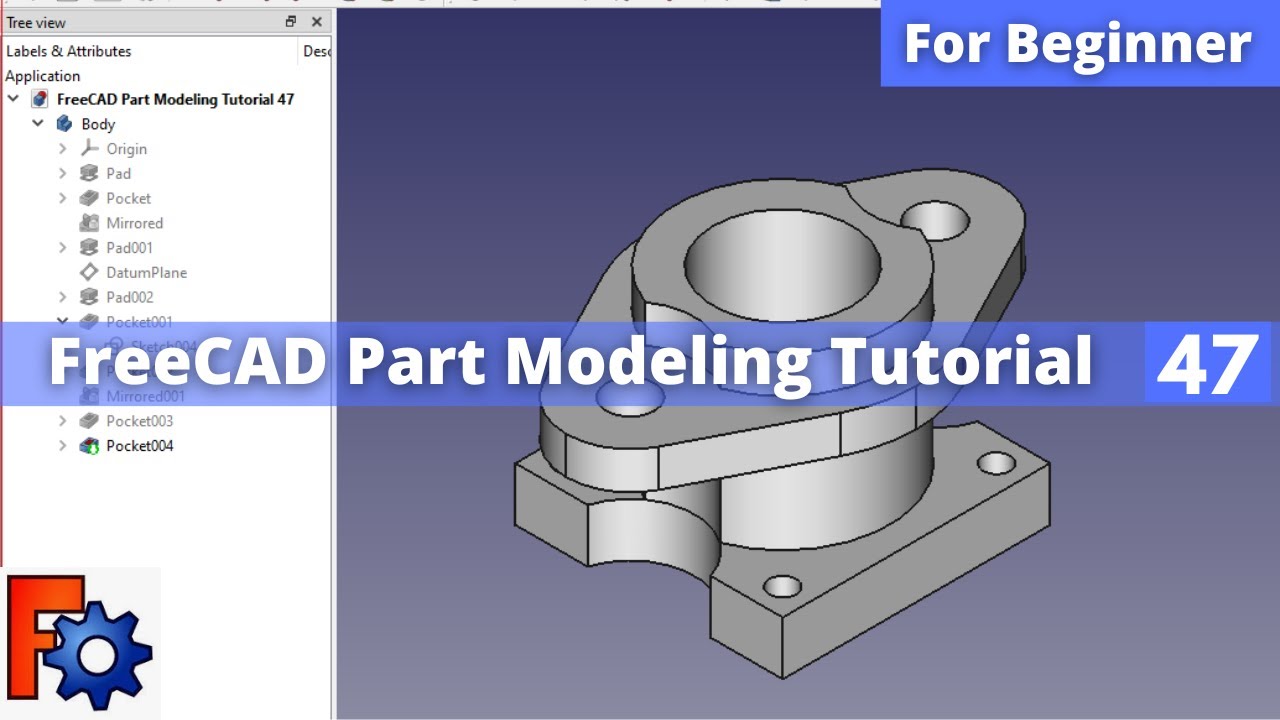 'Video thumbnail for FreeCAD Part Modeling Tutorial 47 | FreeCAD Tutorial | FreeCAD Part Design | Mechnexus |'