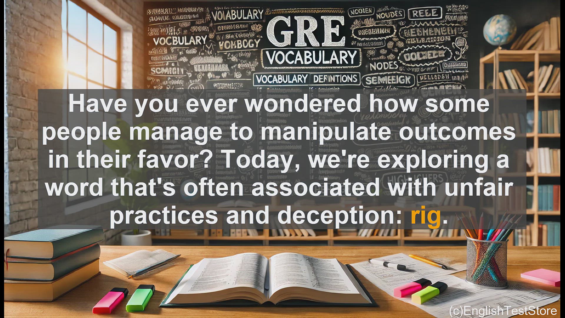 'Video thumbnail for GRE Vocabulary Lesson: Unraveling the Meaning of 'Rig' - Manipulation or Machinery?'
