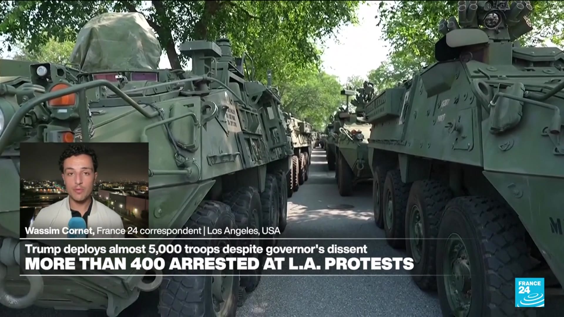 'Video thumbnail for Police 'becoming much more forceful' as more than 400 arrested at LA protests'