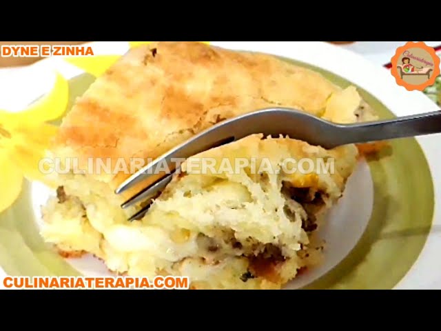 'Video thumbnail for Aprenda Como Fazer Torta Pão de Queijo de Liquidificador Com Mussarela e Carne de Especialista'
