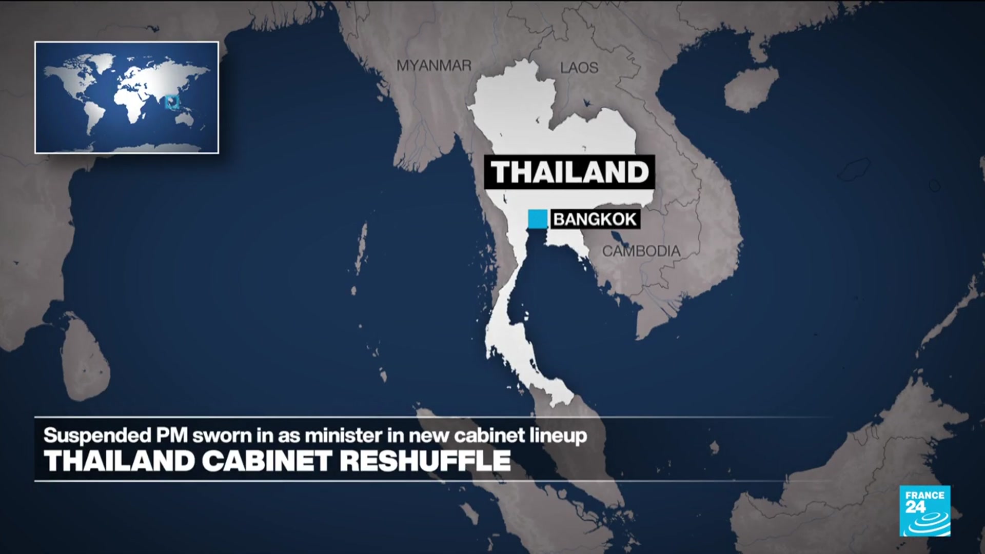'Video thumbnail for Thailand gets third leader this week as king swears in new cabinet'