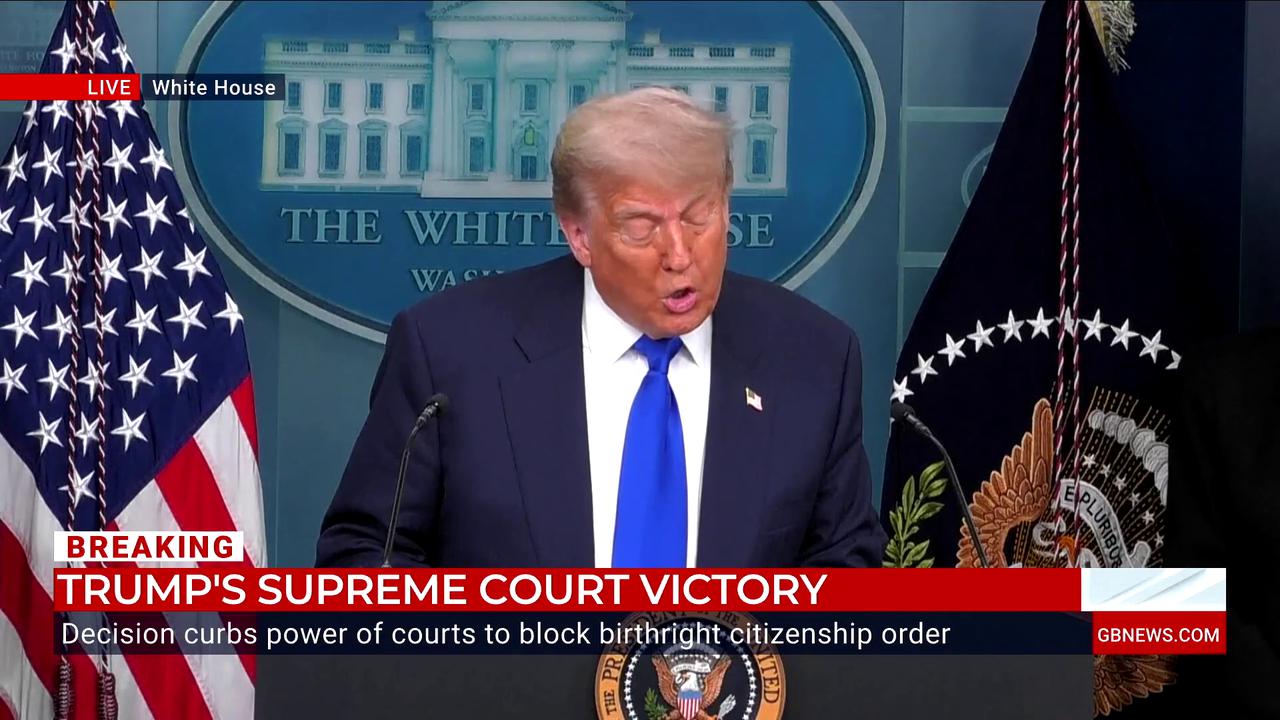 'Video thumbnail for Donald Trump hails ‘giant’ Supreme Court victory on birthright citizenship: ‘We should be very proud’'