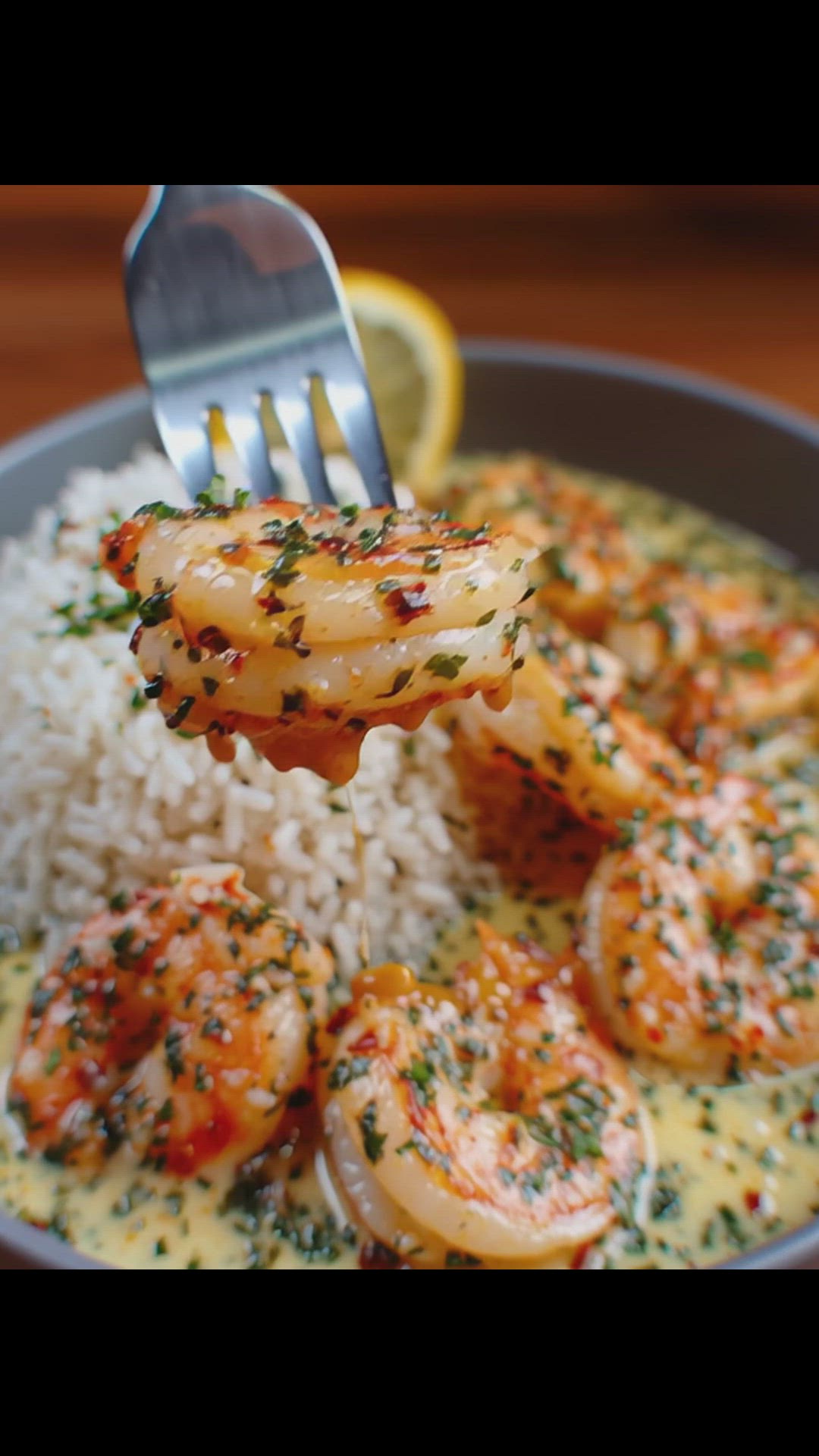 Video thumbnail for Creamy Garlic Butter Shrimp Bowl