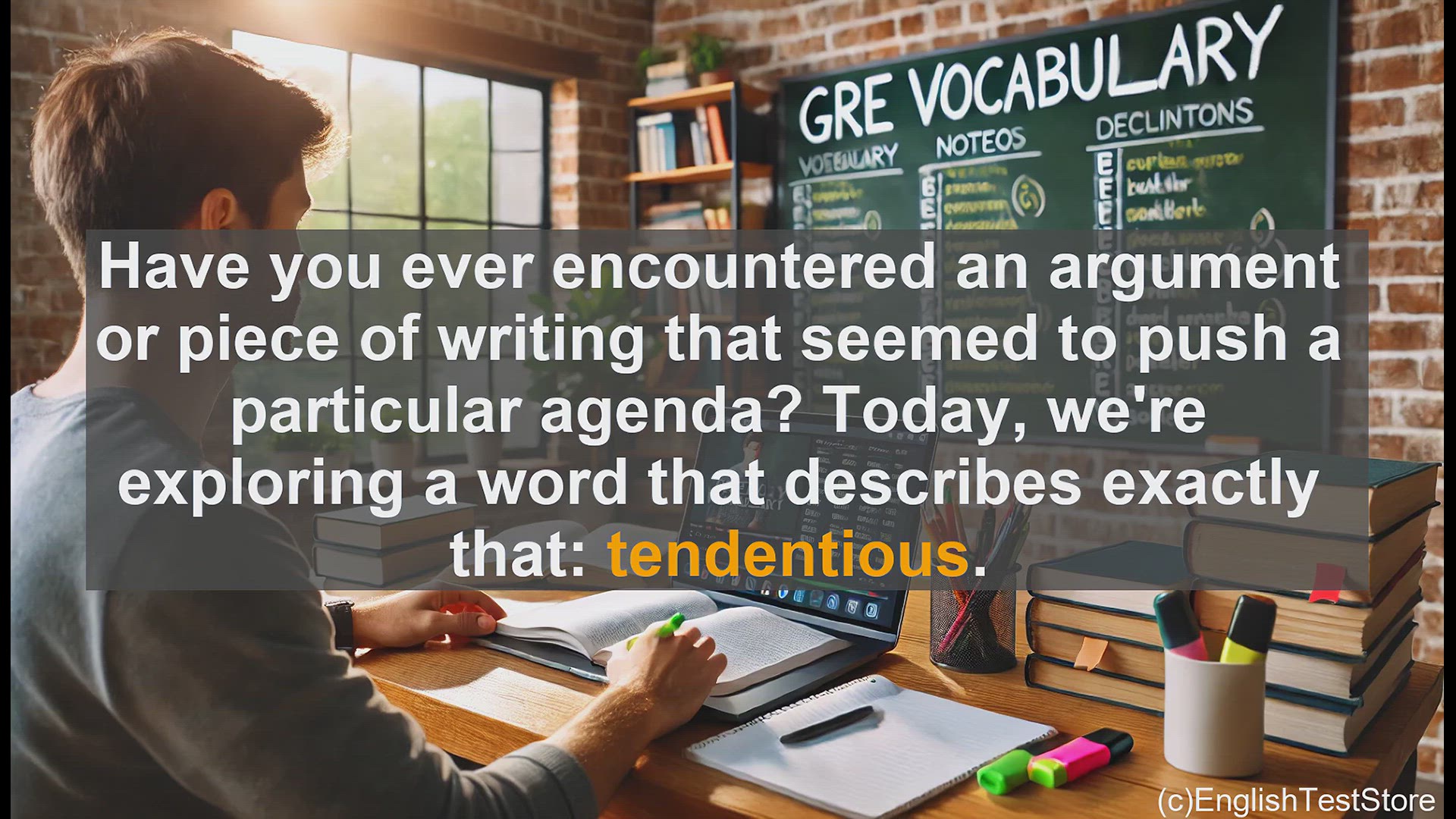 'Video thumbnail for GRE Vocabulary Lesson: Exploring Tendentious Arguments - Recognizing Bias and Agenda'