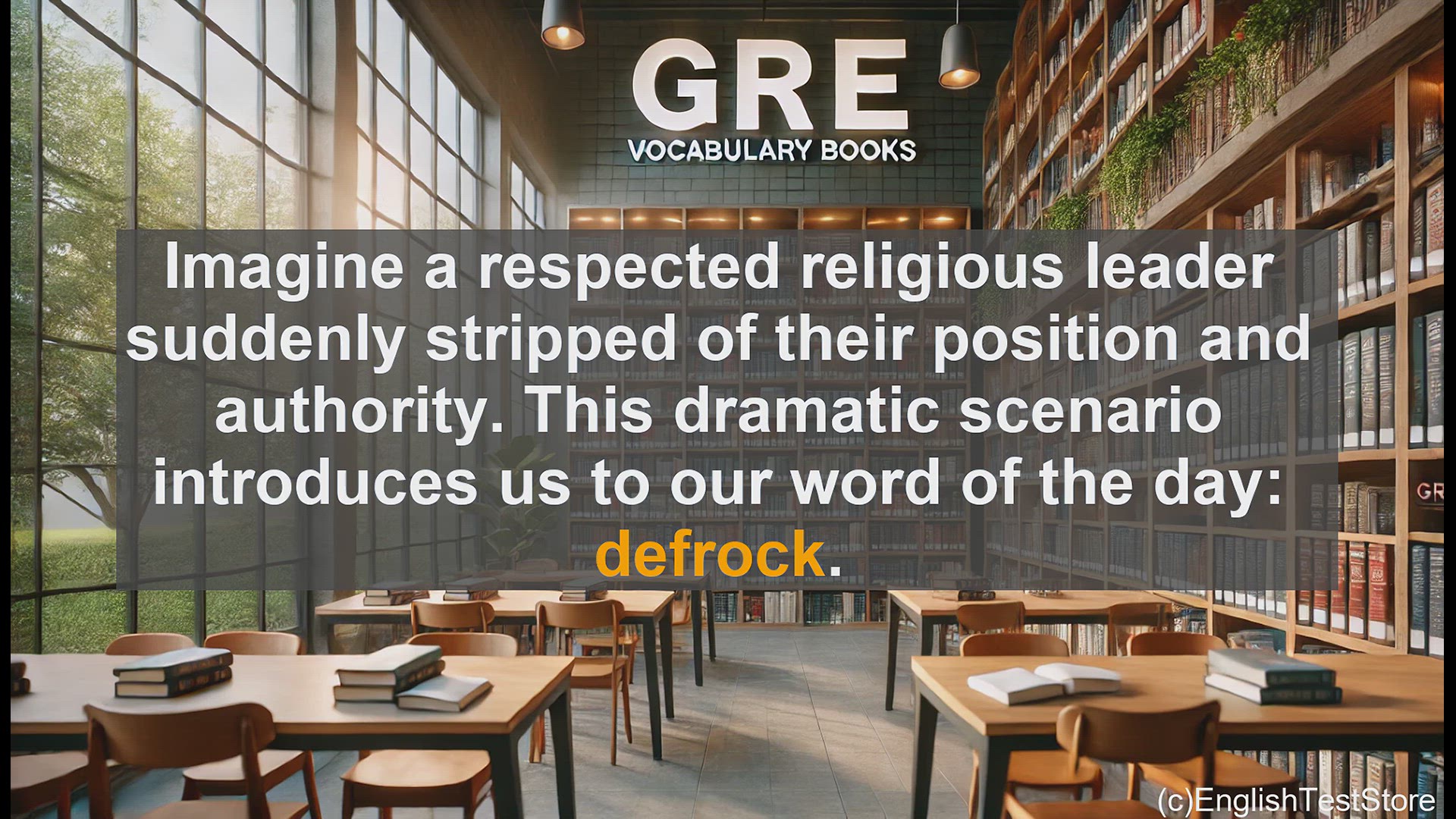'Video thumbnail for GRE Vocabulary Lesson: Defrock - Stripping Religious Authority'