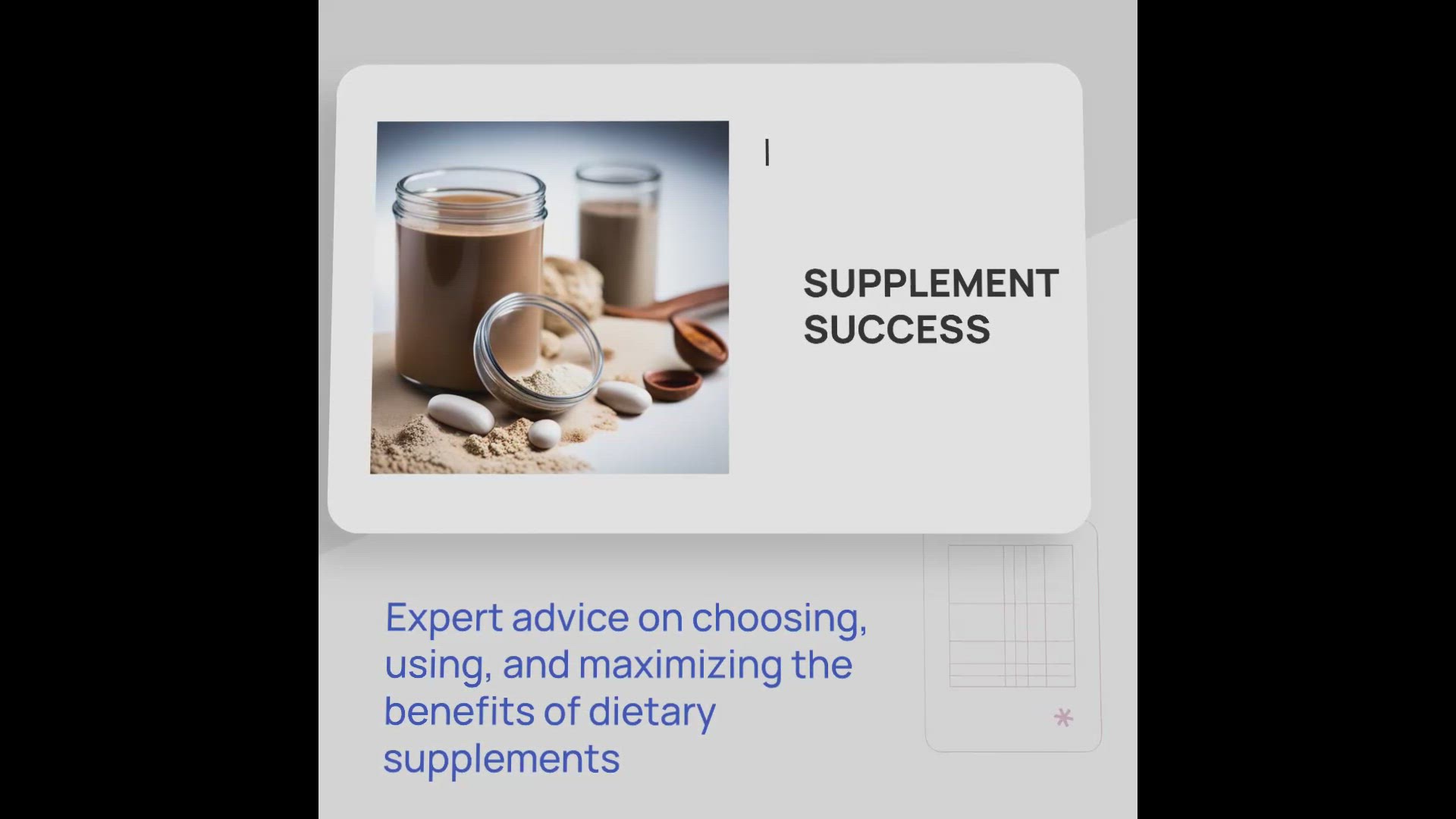 'Video thumbnail for Supplements advices'