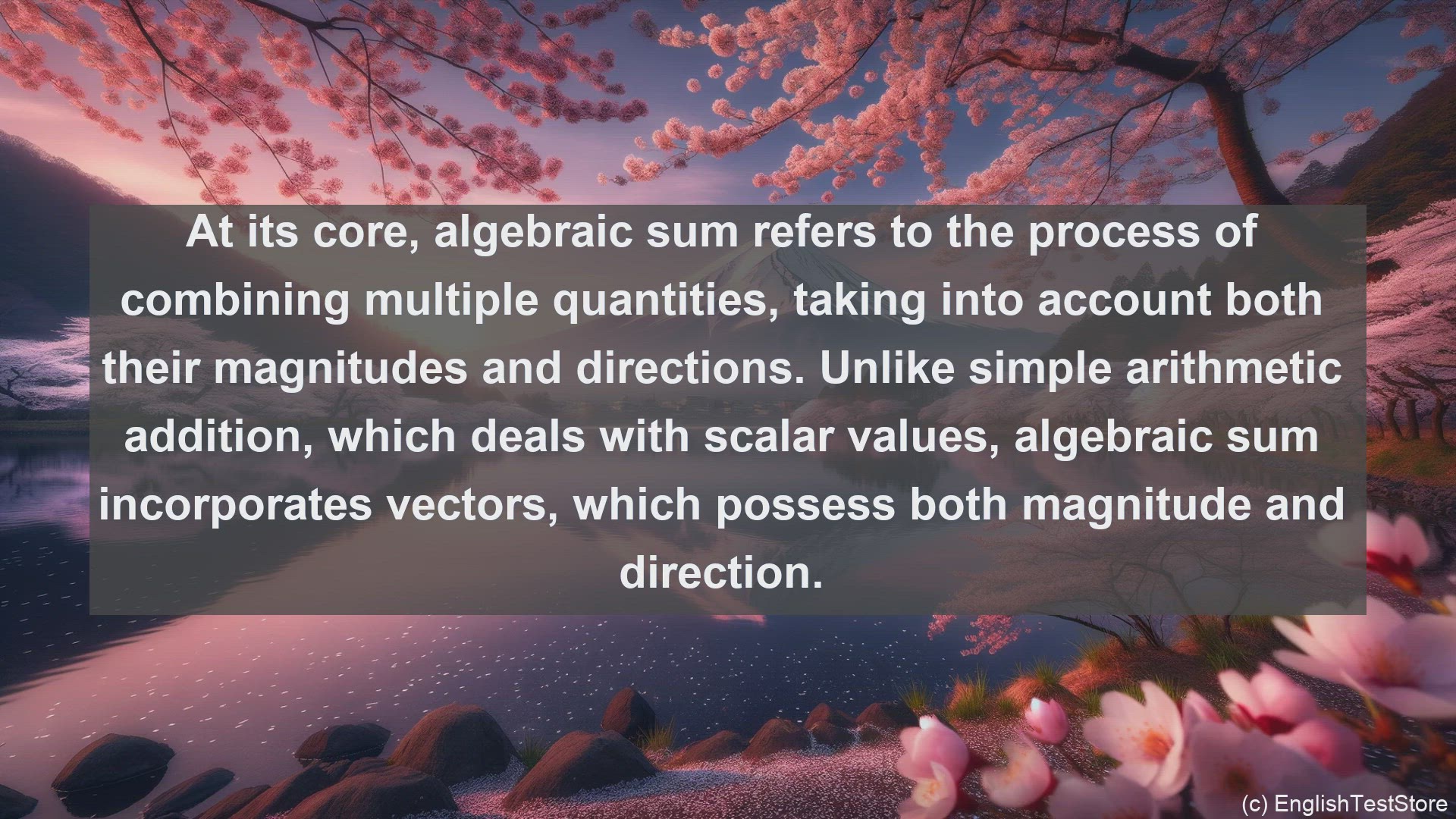'Video thumbnail for Algebraic sum in science  definition and examples'