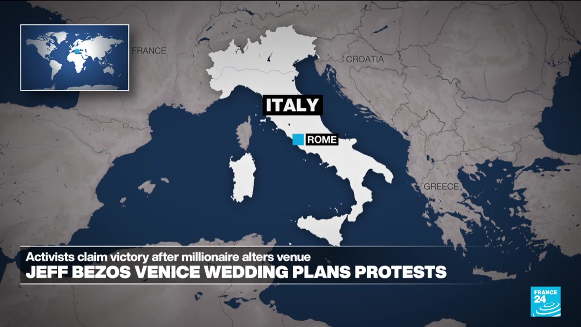 'Video thumbnail for Amazon founder Bezos's Venice wedding triggers cascade of protests over wealth inequality'