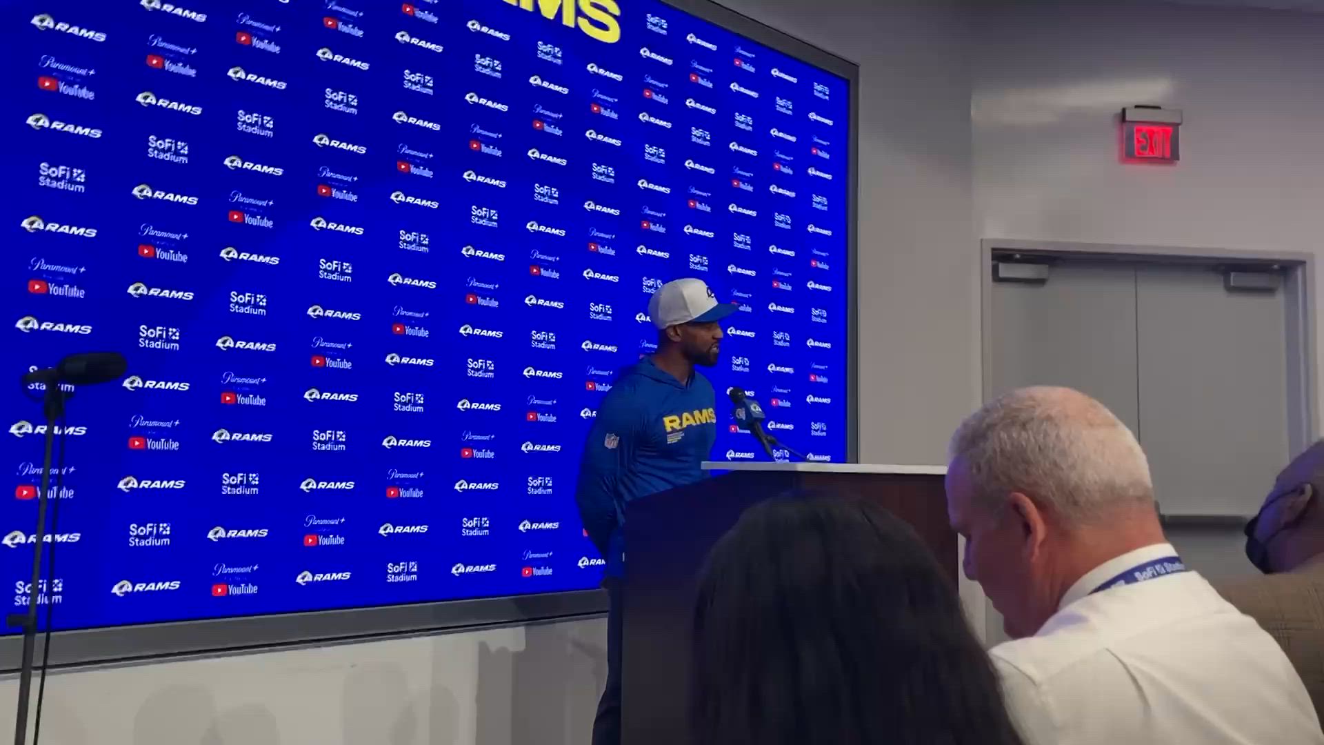Video thumbnail for Los Angeles Rams AHC Aubrey Pleasant on Words to Stetson After INT, Jim Harbaugh, Meeting Expectations