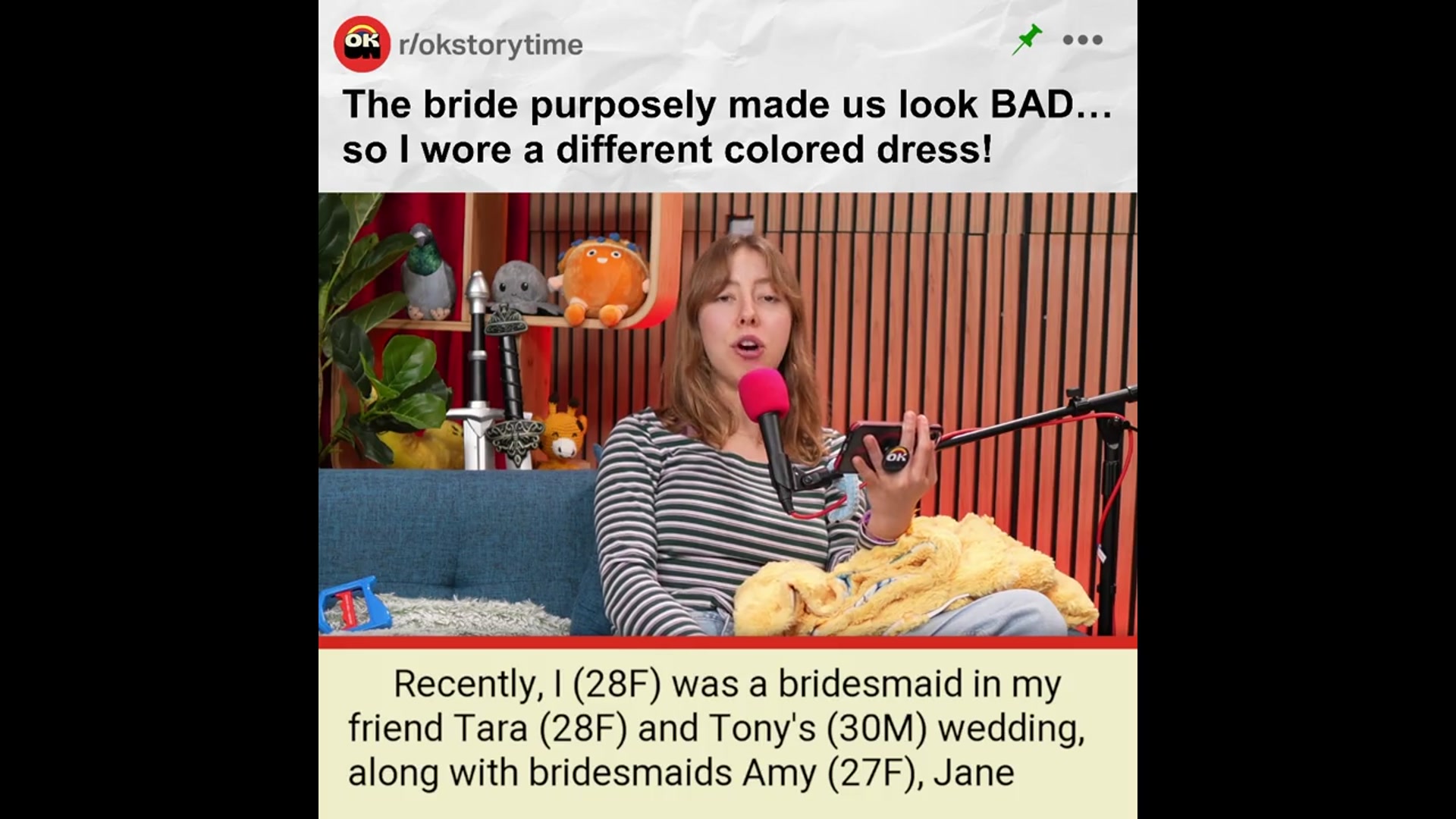 'Video thumbnail for The bride purposely made us look BAD… so I wore a different colored dress! Part 1 - r/BORUpdates | Reddit Stories'