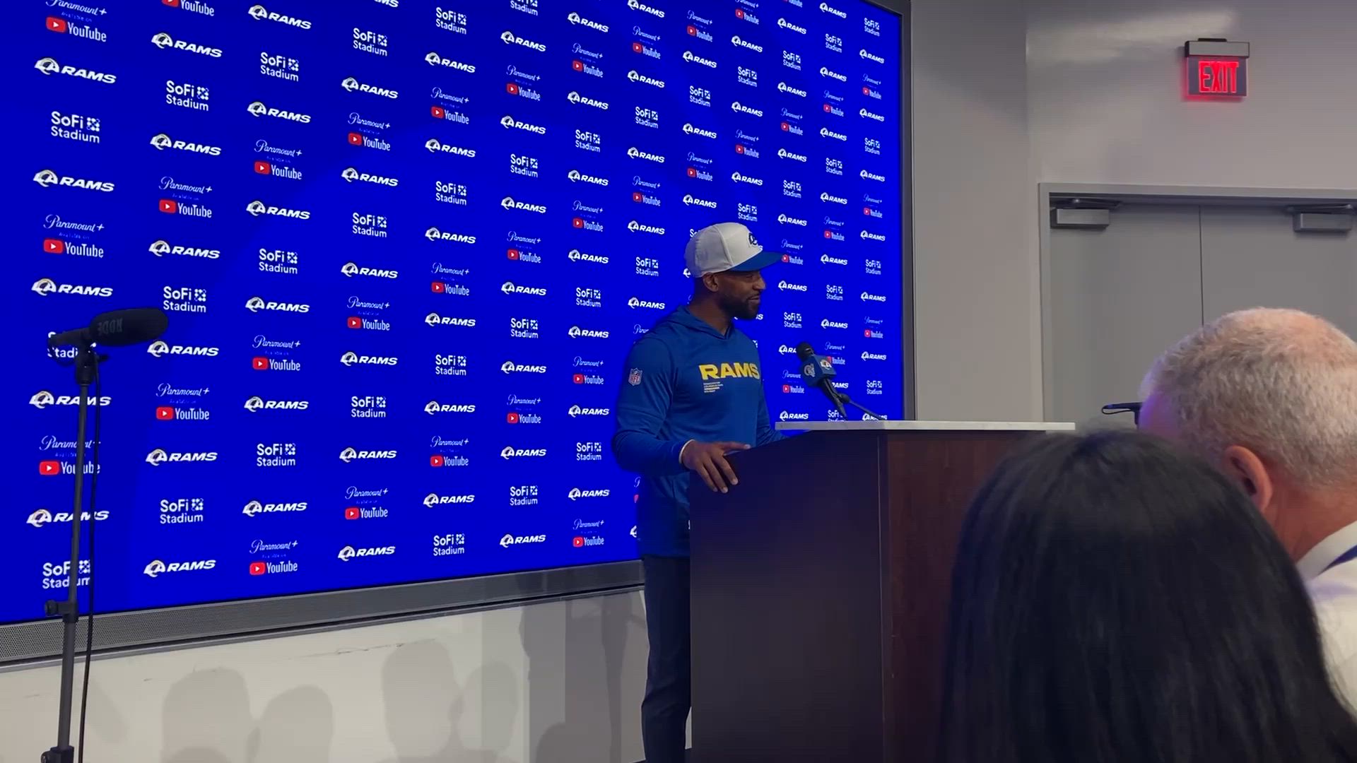Video thumbnail for Los Angeles Rams AHC Aubrey Pleasant Remarks on O-Line, Stetson Bennett