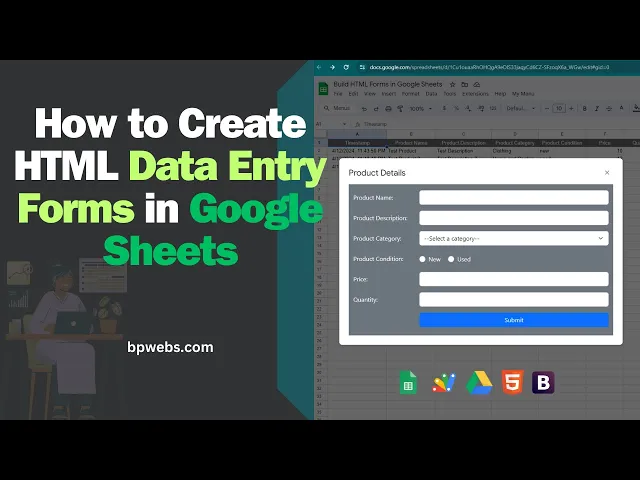 'Video thumbnail for How to Create HTML Data Entry Forms in Google Sheets'