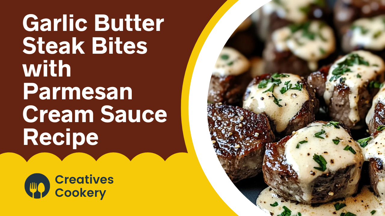 Video thumbnail for Garlic Butter Steak Bites with Parmesan Cream Sauce Recipe