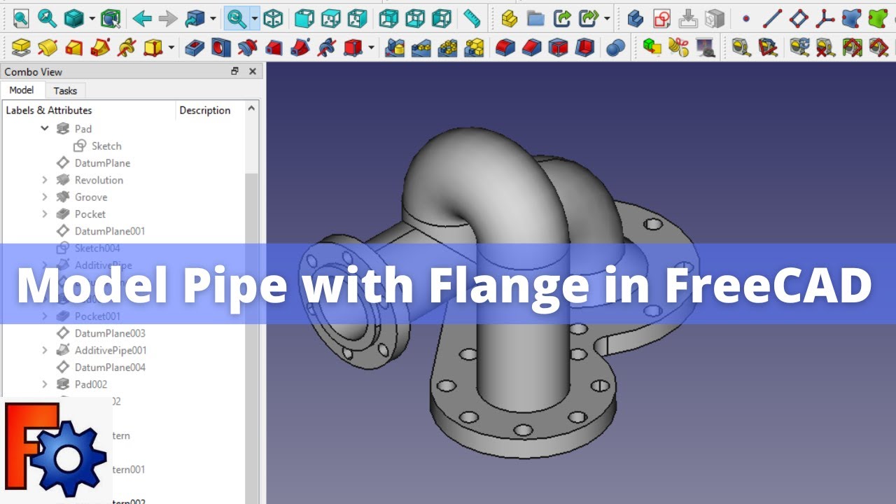 'Video thumbnail for Model Pipe with Flange in FreeCAD | FreeCAD Tutorial | FreeCAD Piping |'