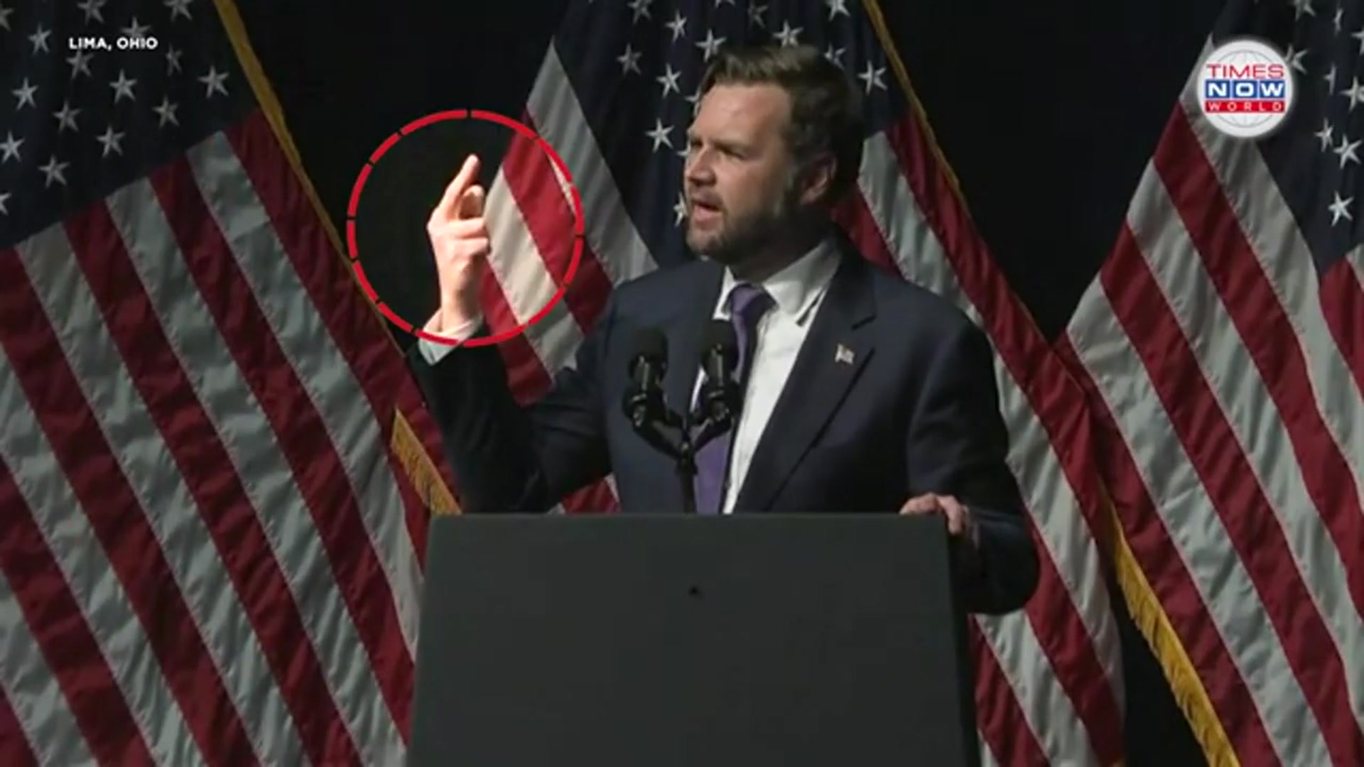 'Video thumbnail for JD Vance Flips Middle Finger On Stage After Trump’s F-Bomb Explosion! | Times Now World'
